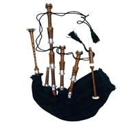 Great Highland Bagpipes - Silver Mounts Natural Rosewood Made Bagpipe - Full Size Playable With Free Book & Carrying Bag