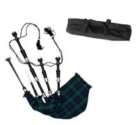 Great Highland Scottish Bagpipes Full Size with Tartan Cover & Carry Case (Black and Silver blackwatch)