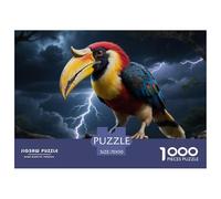 Great Hornbill Jigsaw Puzzles 1000 Piece Challenge Game for Adults,Thunderstorm Rainforest Scene Impossible Jigsaw Puzzle 1000 Pieces Educational Game Home Decoration 70x50cm/1000pcs