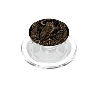 Great Horned Owl Crescent Moon Woodland Art PopSockets PopGrip for MagSafe