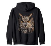 Great Horned Owl Face Forest Bird Wildlife Nature Owl Zip Hoodie