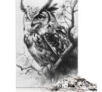 Great Horned Owl Jigsaw Puzzles for Adults Kids. 1000 Pieces Whimsical Challenge Toy Educational Games Home Decoration for Adults& Kids Age 14 Years Up 1000pcs (38x26cm)