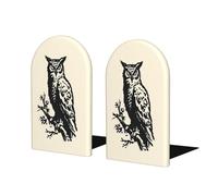 Great Horned Owl Vintage Bookends For Shelves 2 Pcs Wooden Book Stopper Organizer For Home Office Libraries