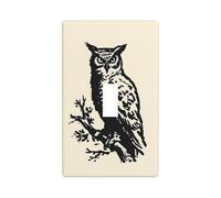 Great Horned Owl Vintage Light Switch Cover Decorative Single Toggle 1 Gang Wall Plate for Kitchen Farmhouse Bedroom Bathroom Art Decor