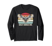 Great Horned Owl Vintage Sunset, Great Horned Owl Long Sleeve T-Shirt