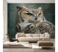 Great Horned Owl Wallpaper for Living Room, Wild Animal Owl Wall Mural, Non-Woven Photo Wallpaper for Bedroom, Home Decor Wall Paper 400 x 280 cm (W x H) Y&W28