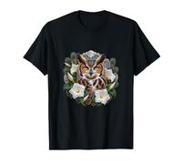 Great Horned Owl with White Moonflowers and Pine T-Shirt