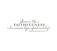 Great is His Faithfulness Inspirational Wall Decal Scripture Vinyl Wall stickerBible Verse Lamentations Christian Quote-L-34x114cm-Coffee