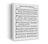 Great Is Thy Faithfulness Canvas Wall Art Painting Ready to Hang for Home Office Living Room Decor - Hymn Wall Art Print Biblical Sheet Music Wall Decor Gifts - Easel & Hanging Hook 12x15 Inch