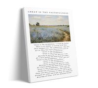 Great Is Thy Faithfulness Wall Art, Christian Hymn Poster, Bible Verse Print, Religious Scripture Canvas for Living Room or Bedroom Decor 20x25cm Frame
