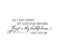 Great is Thy Faithfulness Wall Decal Christian Wall Decor Song Lyrics Quote All I Have Needed They Hand Hath Wall Sticker Small - 19x57cm