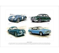 Great Jaguar Classic Cars - C-type, Mk1, XK140, XJ S2 Coupe - Art Print