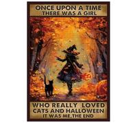 Great Jigsaw Puzzles for Adults 300 Pieces Black Witch Once Upon A Time There was A Girl Who Really Loved Cats Halloween Challenging Puzzles for Adults Gift for Friends Family Home Decoration Puzzle