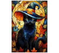 Great Jigsaw Puzzles for Adults 300 Pieces Halloween Black Cat Challenging Puzzles for Adults Gift for Friends Family Home Decoration Puzzle