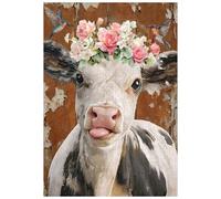 Great Jigsaw Puzzles for Adults 300 Pieces Rustic Cow with Hummingbirds and Blossoms Puzzles for Adults Toys Gift Family Decoration Kids Puzzle