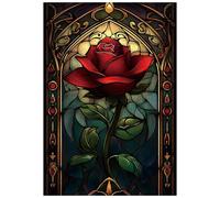 Great Jigsaw Puzzles for Adults 300 Pieces Stained Glass Rose Challenging Puzzles for Adults Gift for Friends Family Home Decoration Puzzle