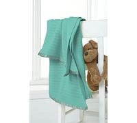 Great Knot Cellular 100% Cotton Blanket for kids (Teal, Pram 75x100cm)