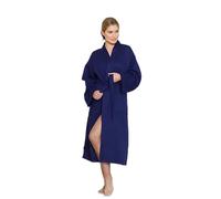 Great Knot Hotel Quality 100% Cotton Waffle Bath Robe Kimono (Navy, Small)