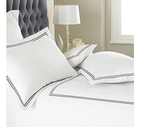 Great Knot Luxury 100% Egyptian Cotton Sateen Duvet Cover Set 400 Thread Count 2 Row Cord Hotel Quality Quilt Bedding Sets With Pillowcases (Navy on White, Single)