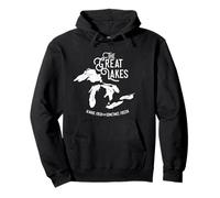 Great Lakes Always Fresh Sometimes Frozen Michigan Wisconsin Pullover Hoodie