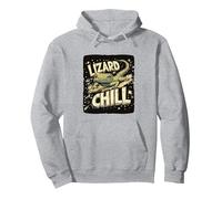 Great Lizard Chill Speech for Boys and Girls Pullover Hoodie, Adult Unisex, Heather Grey, Medium