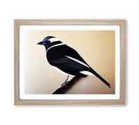 Great Magpie Bird Framed Print | A2 Oak Framed Wall Art | Ready to Hang | Modern Nature Picture | Living Room Bedroom Lounge Office