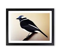 Great Magpie Bird Framed Print | A4 Black Framed Wall Art | Ready to Hang | Modern Nature Picture | Living Room Bedroom Lounge Office
