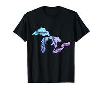 Great Michigan Lakes Map Vintage Pride T-Shirt