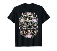 Great Mimi Grandma Grandmother Appreciation Butterfly Floral T-Shirt