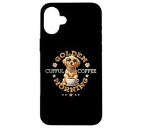 Great Morning Cute Golden Dog Drinking Hot Coffee Case for iPhone 16 Plus
