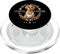 Great Morning Cute Golden Dog Drinking Hot Coffee PopSockets PopGrip for MagSafe