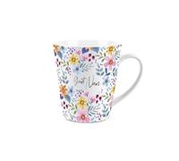 Great Nan Gift Mug - Colourful Flowers Small Latte Mug - Ceramic Tea/Coffee Cup Presents for Her