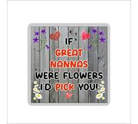 Great Nanna Coaster - If Great Nannas Were Flowers I'd Pick You - Novelty Gift - Fun Birthday