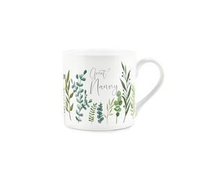 Great Nanny Ferns & Greenery Mug - Garden Themed Gift for Great Grandmothers Bone China Mug - Tea/Coffee Hot Drinks Cup Present