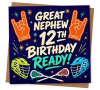 Great Nephew 12th Birthday Card, Fun Lacrosse-Inspired Design for Nephew Birthday Celebration