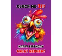Great Nephew 21st Birthday Card (Funny Shocked Chicken Humour)