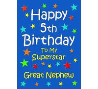Great Nephew 5th Birthday Card (Blue) - From Auntie Uncle Gift Idea Greeting Blank Inside Envelope Included UK