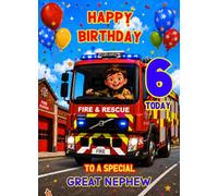 Great Nephew 6th Kids Birthday Card (Fireman)