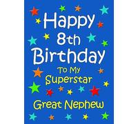 Great Nephew 8th Birthday Card (Blue) - From Auntie Uncle Gift Idea Greeting Blank Inside Envelope Included UK