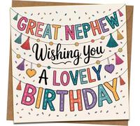 Great Nephew Birthday Card - Wishing You a Lovely Birthday - 145mm x 145mm Square Greeting Card with Kraft Envelope - Colorful Tassel Design