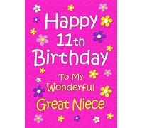 Great Niece 11th Birthday Card (Pink)