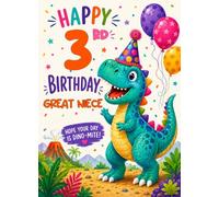 Great Niece 3rd Kids Birthday Card (Dinosaur Party)