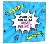 Great Niece Birthday Card - World's Greatest - Comic Book Pop Art Style Birthday Card for Great Niece