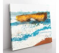 Great Ocean Road in Australia in Abstract Modern Canvas Wall Art Print Ready to Hang, Framed Picture for Living Room Bedroom Home Office Décor, 35x35 cm (14x14 Inch)