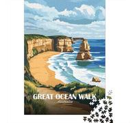 Great Ocean Walk Australia Landscape Art 1000 Piece Jigsaw Puzzle, Historic Square Architecture, Premium Paper Puzzle, Decorative Artwork for Travel Lovers, Paper Board, 52x38cm/1000pcs