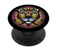 GREAT PANTHER DESIGN. COOL COLORS, YELLOW EYES, COLORFUL PopSockets Adhesive PopGrip