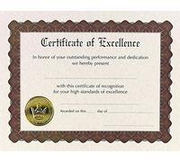 Great Papers! Certificate of Excellence, Gold Foil, Embossed, for Awards and Recognition, 180 GSM 8.5” x 11”, Pack of 6