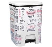 Great Plastic Pedal Bin Class 26 Litres in White with Texts, Plastic, 26 L