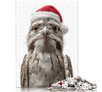 Great Potoo with Santa Hat Puzzle for Adults 300 Pieces Puzzle Adult Jigsaw Puzzle Brain Teaser Game 1000pcs (75x50cm)