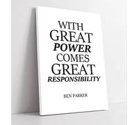 Great Power Great Responsibility Spiderman Quote - Canvas Wall Art Print Picture - 24 inch wide x 36 inch high (Frame Depth 30mm)